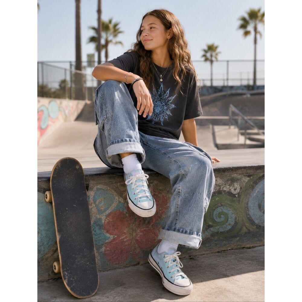 Converse Baby Blue Pastel Women's 6 Used Condition Street Y2K Retro Skate Park